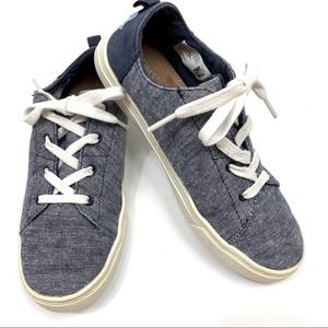 Toms Lenny Navy Slub Chambray Blue Canvas Sneakers Size 3
